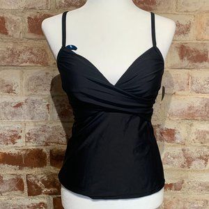 Catalina black tankini top Size Small 4/6 NWT